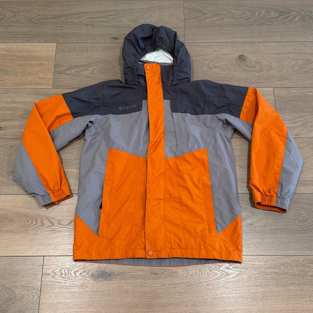 COLUMBIA Orange Gray Bugaboo Full Zip Shell‎ Jacket Winter Coat Size Youth 14/16